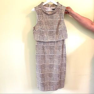 Badgley Mischka Tweed Gold Accent Dress